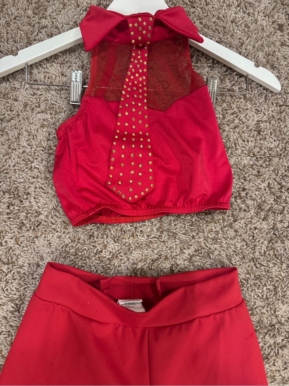 Red two piece Kelle dance costume